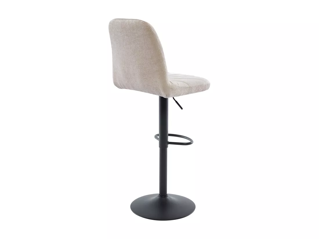 Lot de 2 tabourets de bar en tissu texturé et métal noir - Hauteur réglable - Crème - LASANDRIA