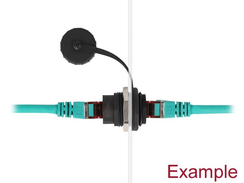 Delock RJ45 Cat.6A Einbaubuchse mit Staubschutzkappe, 1 Stü Delock RJ45 Cat.6A Einbaubuchse mit Staubschutzkappe