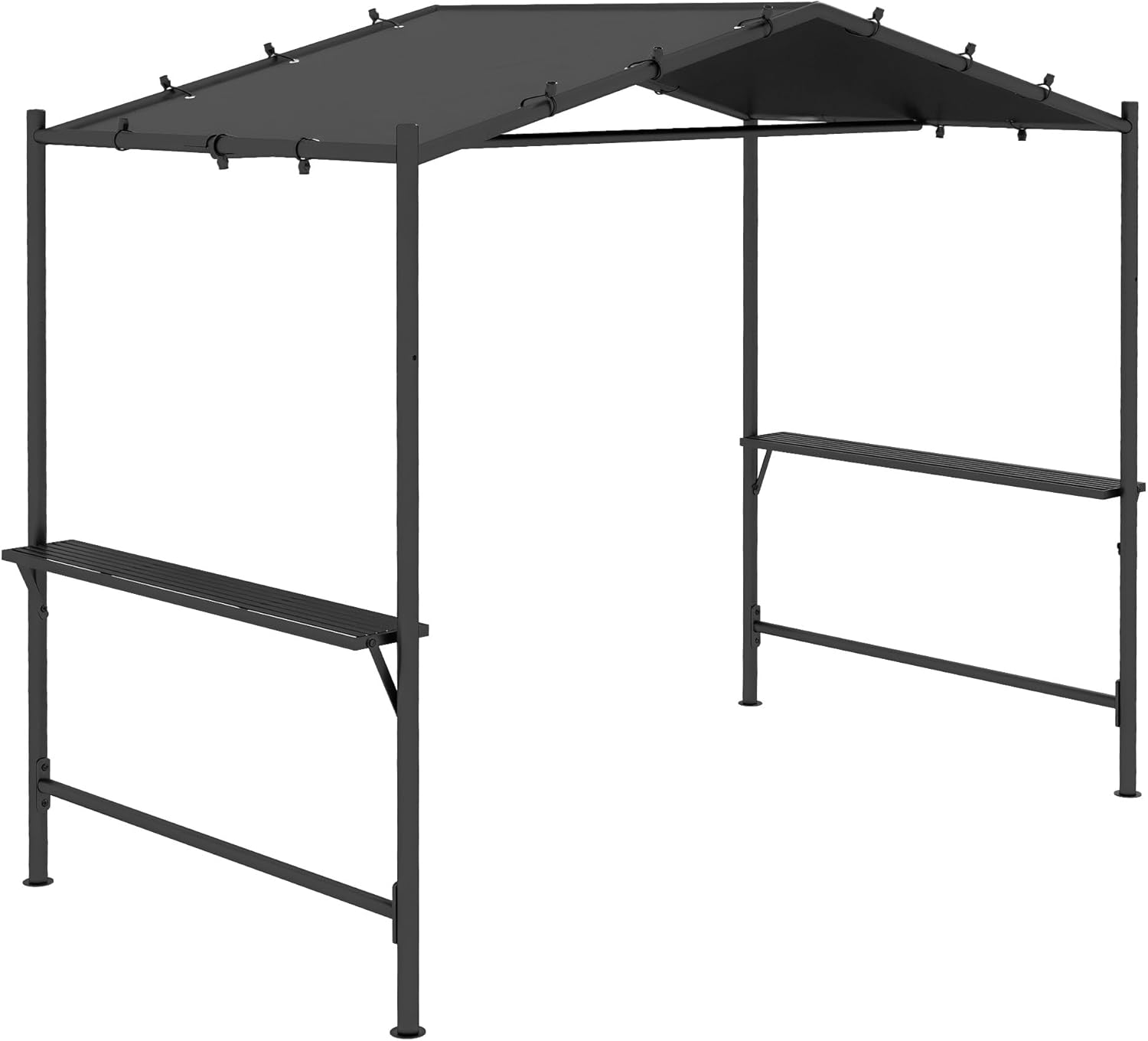 Outsunny Grillpavillon 277 x 149 x 230 cm wasserdicht flammhemmend Gartenpavillon mit Seitenregalen, Gartenlauben mit UV-Schutz, BBQ Pavillon aus Stahl, Gartenzelt Grillzelt für Party BBQ, Dunkelgrau