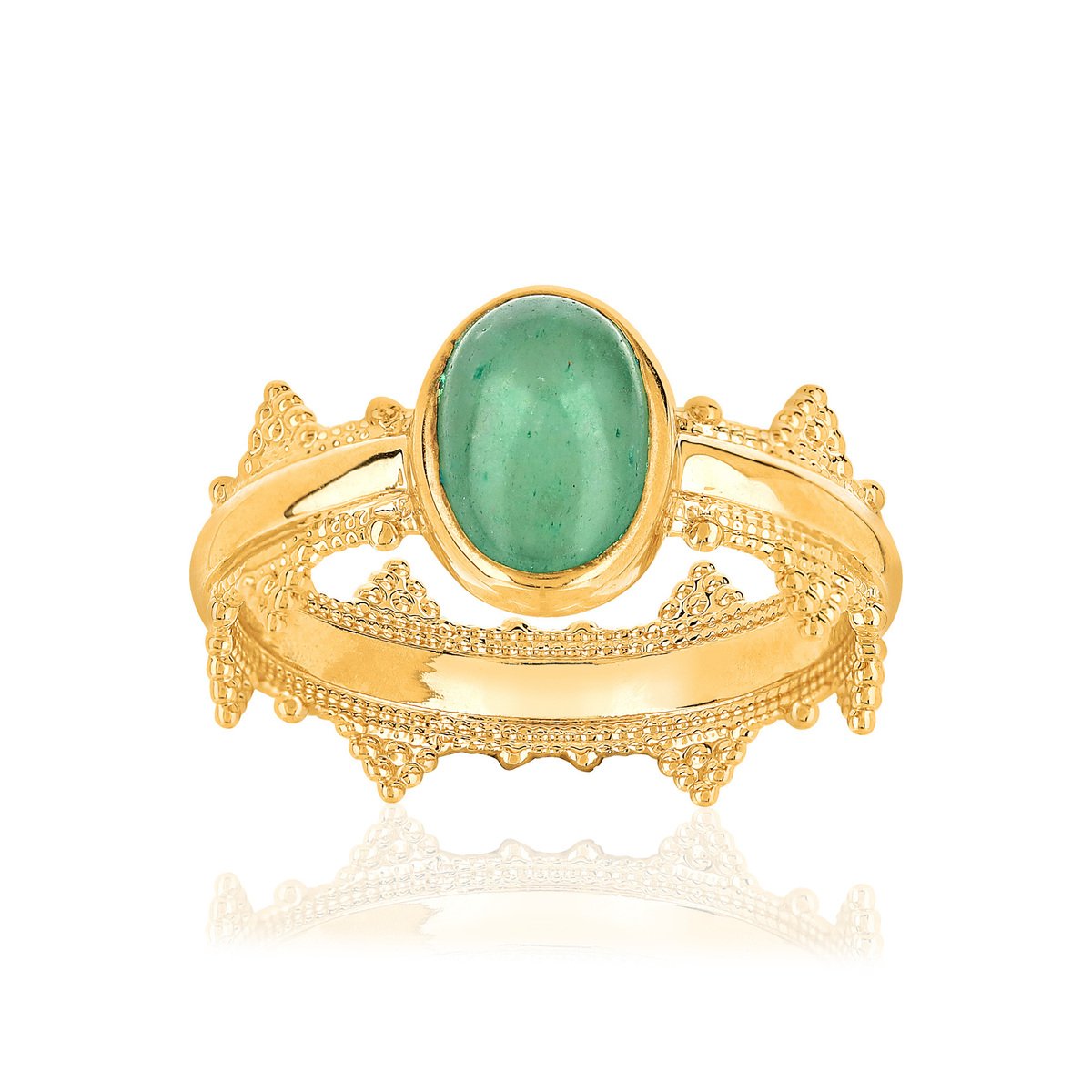 Bague plaqué or aventurine