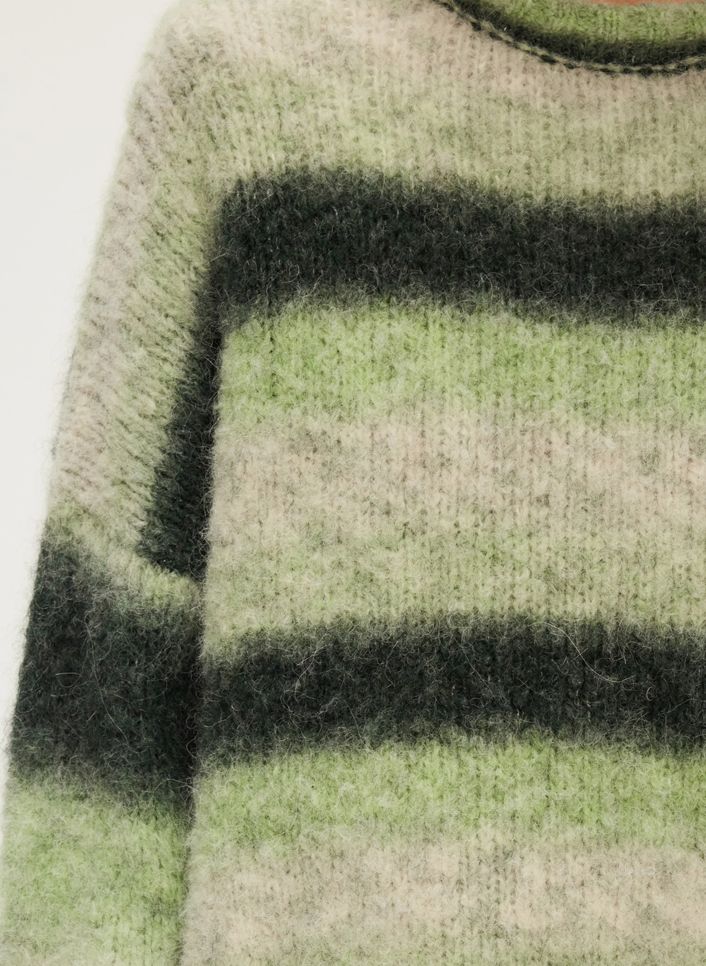 JOYA - Pull oversize rayé en laine mélangée | Kaki