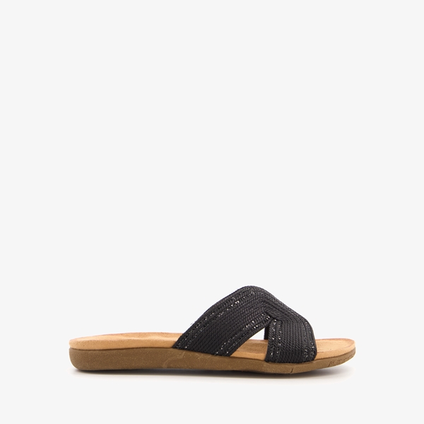 Blue Box dames slippers zwart met glitters