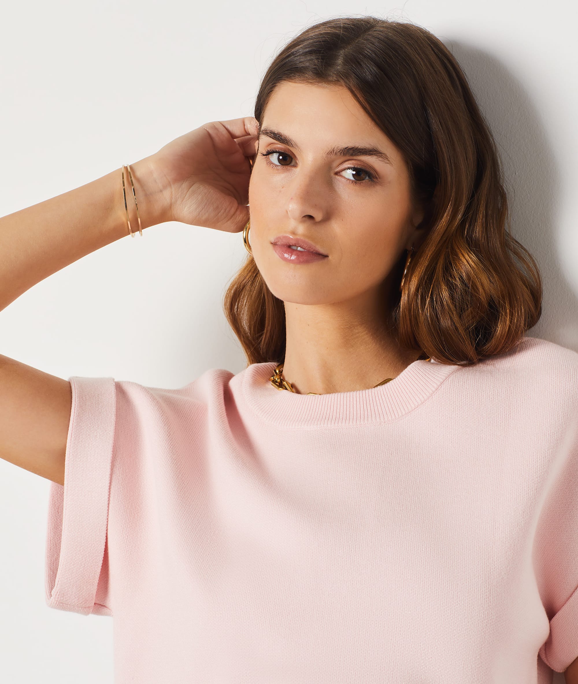 Pull manches courtes en maille