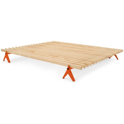 Bett Simplon - 160 cm, RAL 2001 Rotorange