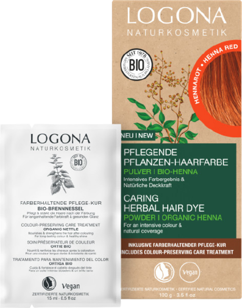 LOGONA  Pflanzen-Haarfarbe Pulver Hennarot, 100 g