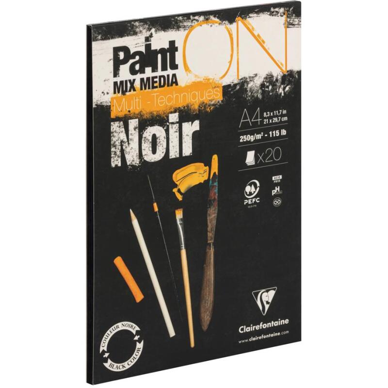Paint'ON Noir bloc collé 20F A4 250g