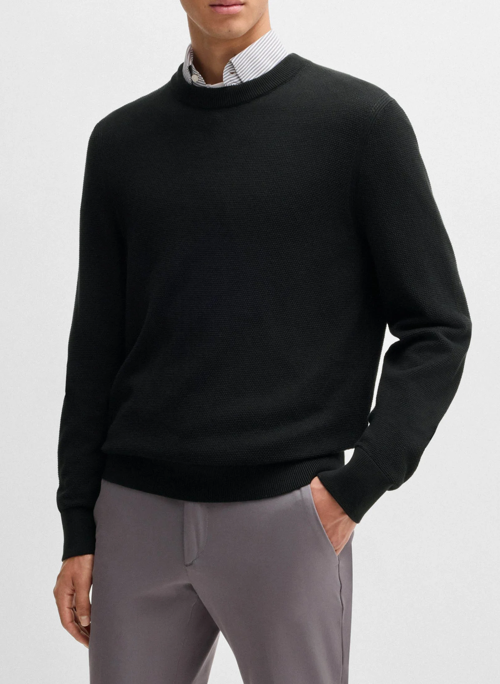 Pull col rond en coton | Noir