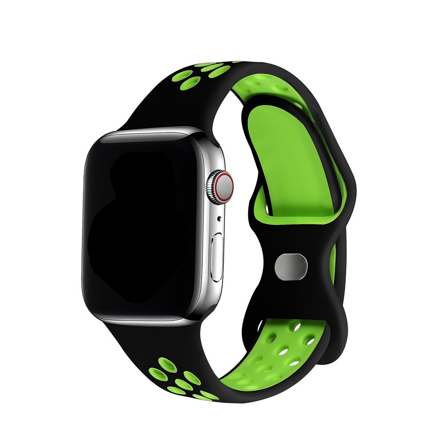 Apple Watch (42/41/40/38 mm) Silikon Sport Armband Dual Color (Gelenkumfang: 155-195mm) - Schwarz / Grün