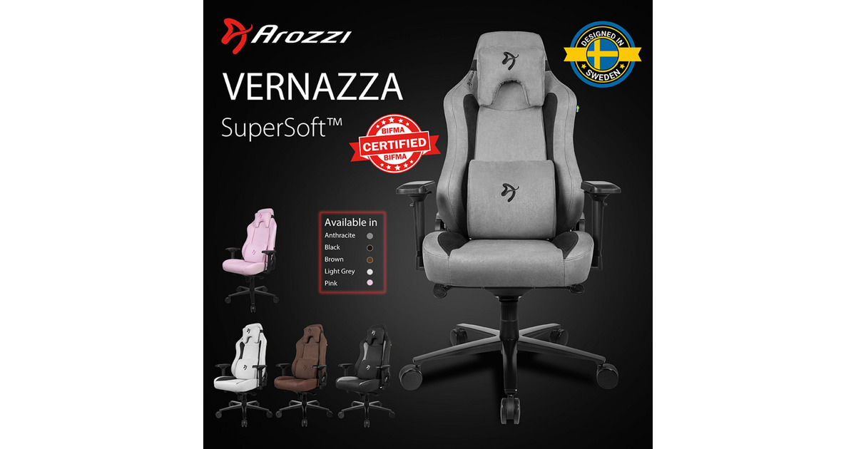 ArozziVernazza Supersoft Fabric - Anthracite gamestoel  (Antraciet)