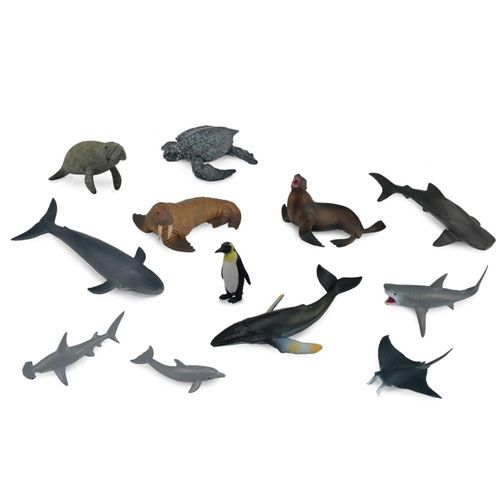 Collecta set a mini zeedieren 7-3 cm (12st)