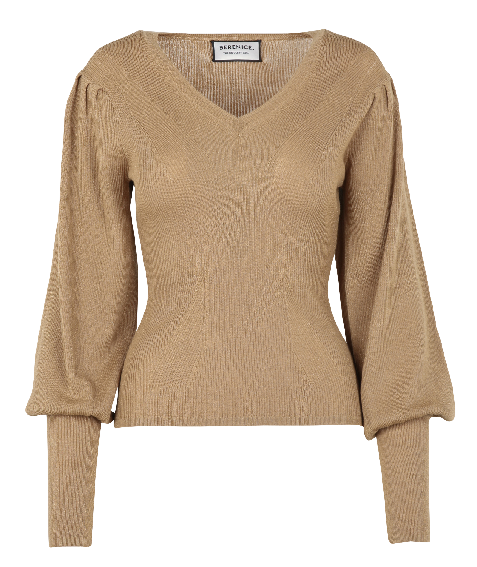 ARIANA - Pull col v à paillettes| Beige
