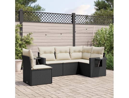 VIDAXL - Salon extérieur Salon de jardin 5 pcs avec coussins noir résine tressée