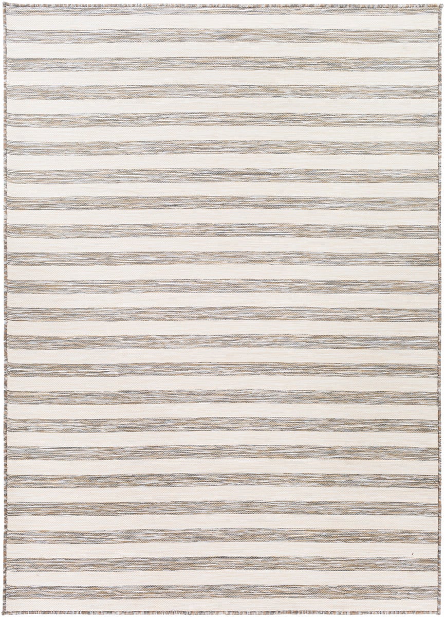 Binnen/buiten gestreept vloerkleed beige/ivoor 80x150 cm ZAKI