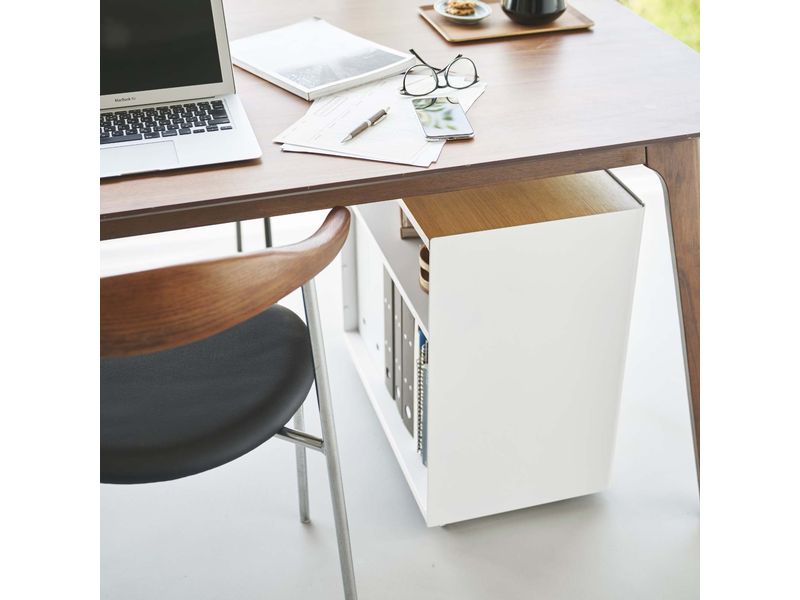 Yamazaki Servierwagen Tower 60.3 x 59 cm, Weiss Halbgeschlossener Aufbewahrungswagen
