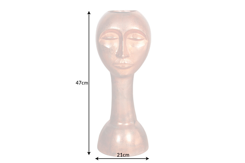 Handgefertigte Vase FACE 50cm Kupfer-Look Antik Aluminium abstrakt