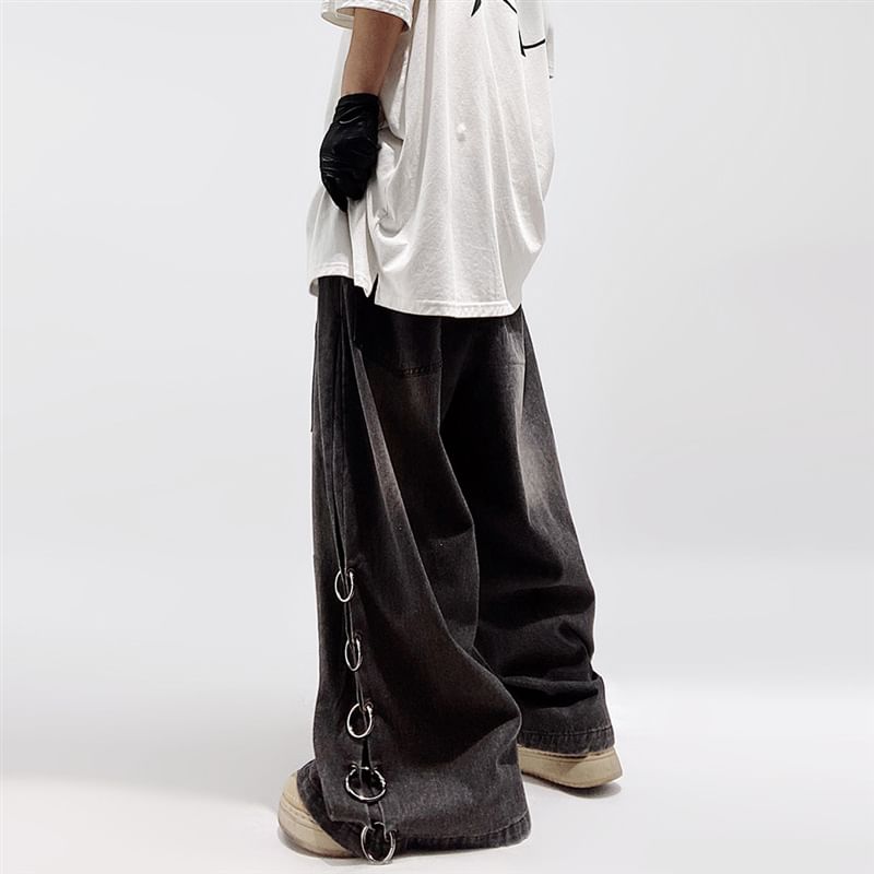Cowpow - Hoge taille lus accent jeans met wijde pijpen