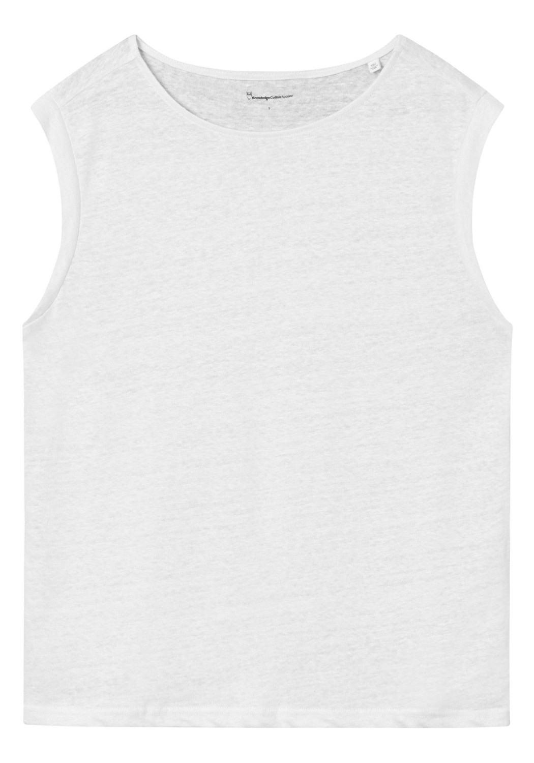 Knowledge Cotton Apparel Leinen-T-Shirt Loose Fold Up Bright White