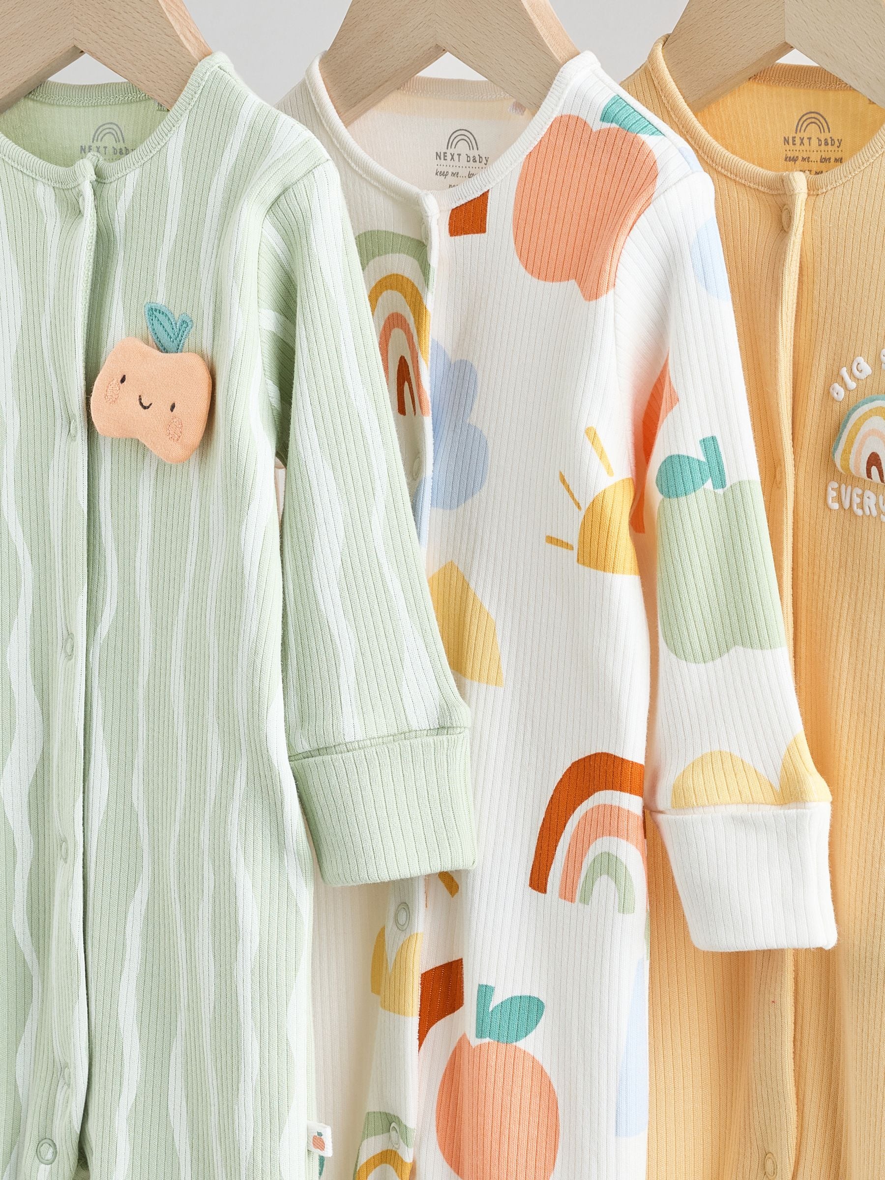 Geel - Set van 3 baby pyjama's zonder voetjes met figuurtjes (0mnd-3jr)