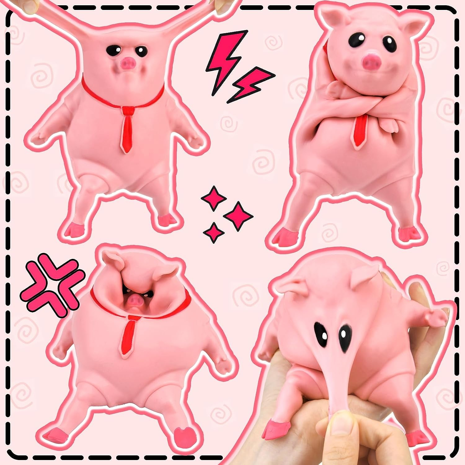 (14.5x10cm) Anti Stress Knautsch Schwein Squeeze Spielzeug Lustiges Squishy Pig - Rosa