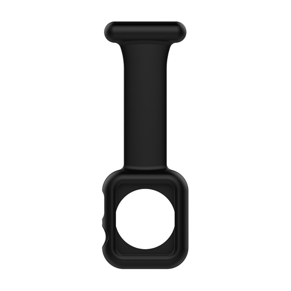 Apple Watch (42/41/40/38 mm) Silikon Uhren Schutzhülle Ansteck Halterung mit Sicherheitsnadel - Schwarz
