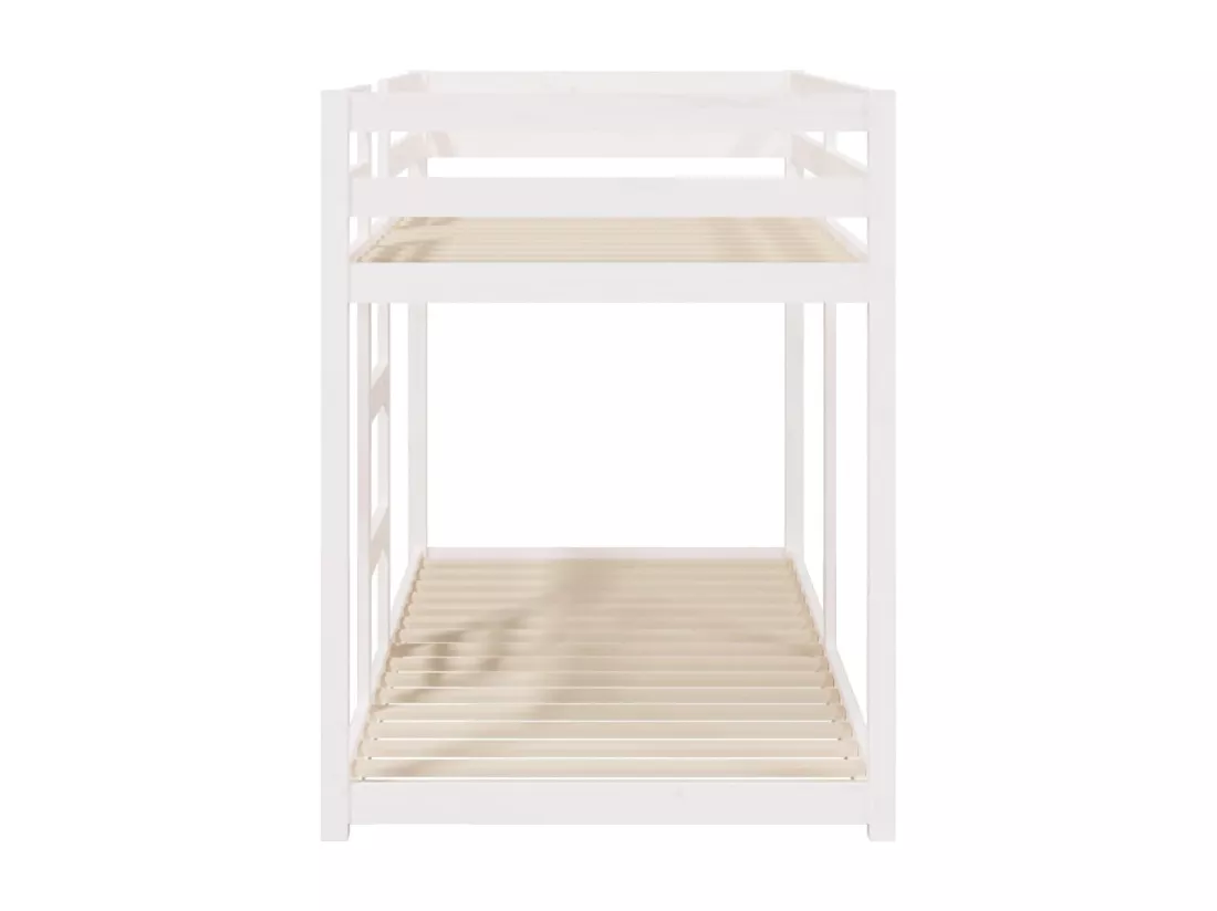 Lit superposé sans matelas blanc 80x200 cm bois de pin massif