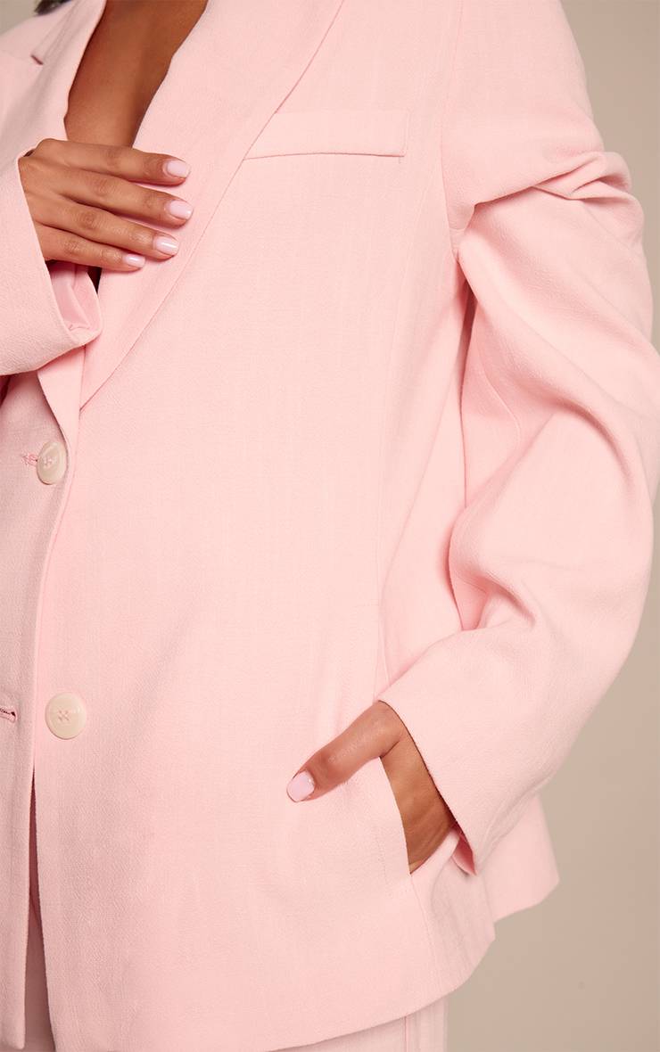 Rose Bébé Blazer Oversize Coordonné Avec Poches Effet Lin Petite