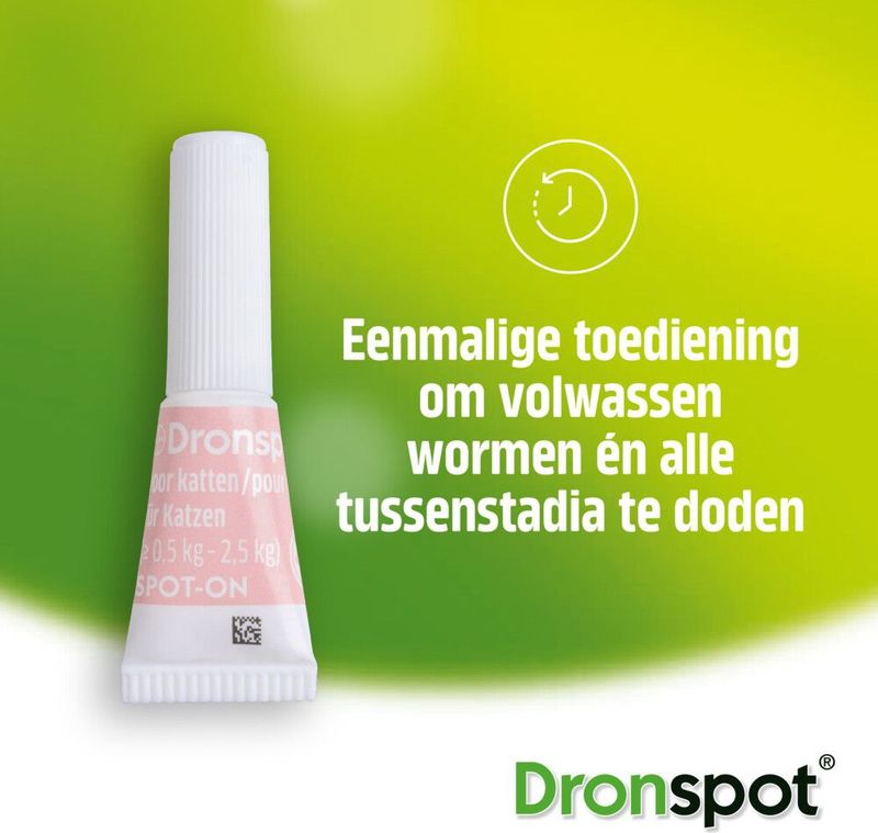 Dronspot Spot On Ontwormingsmiddel voor kleine katten (0,5 - 2,5 kg) 2 pipetten