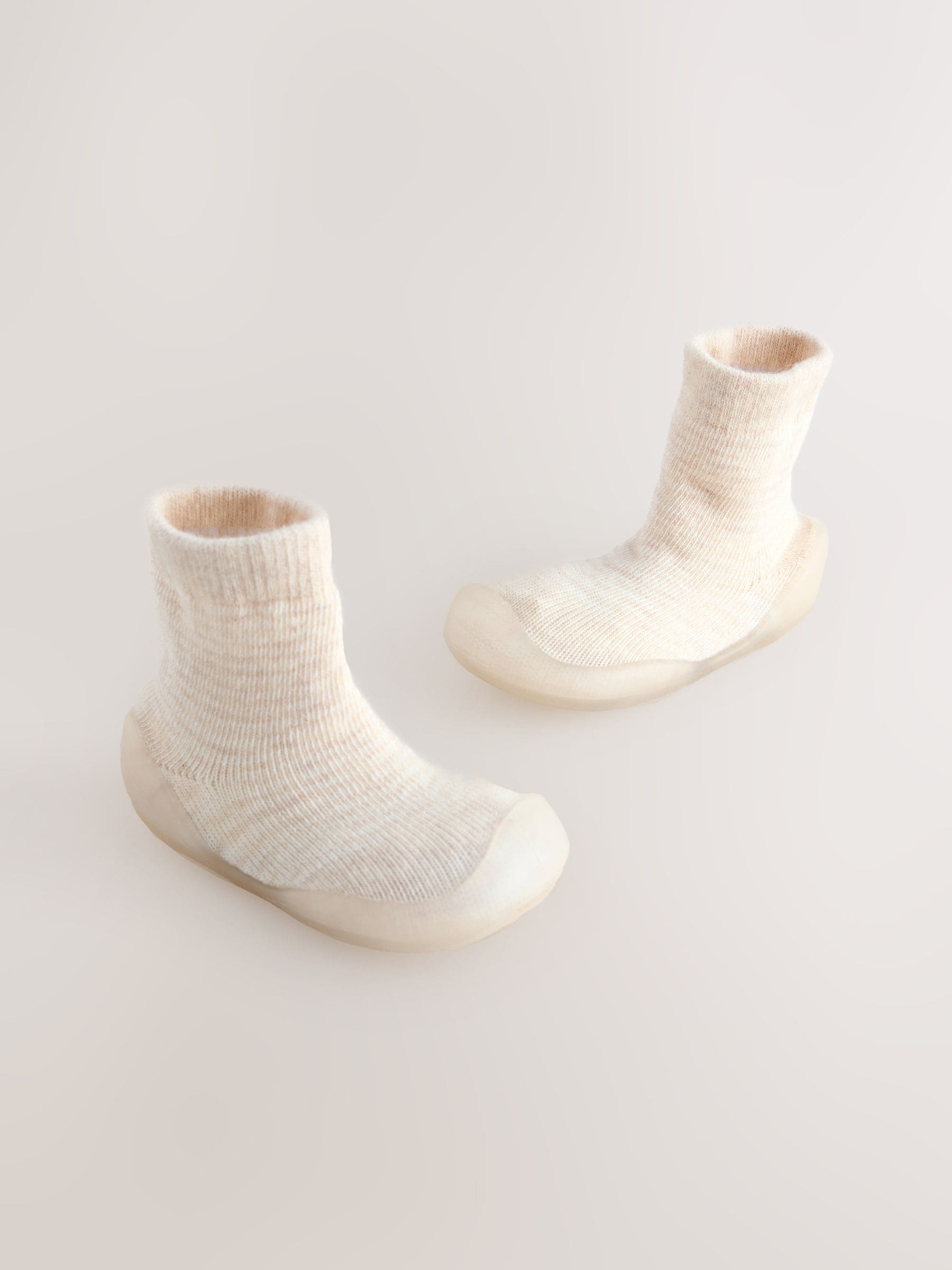 Naturel met strepen - Crawler Sock Shoes