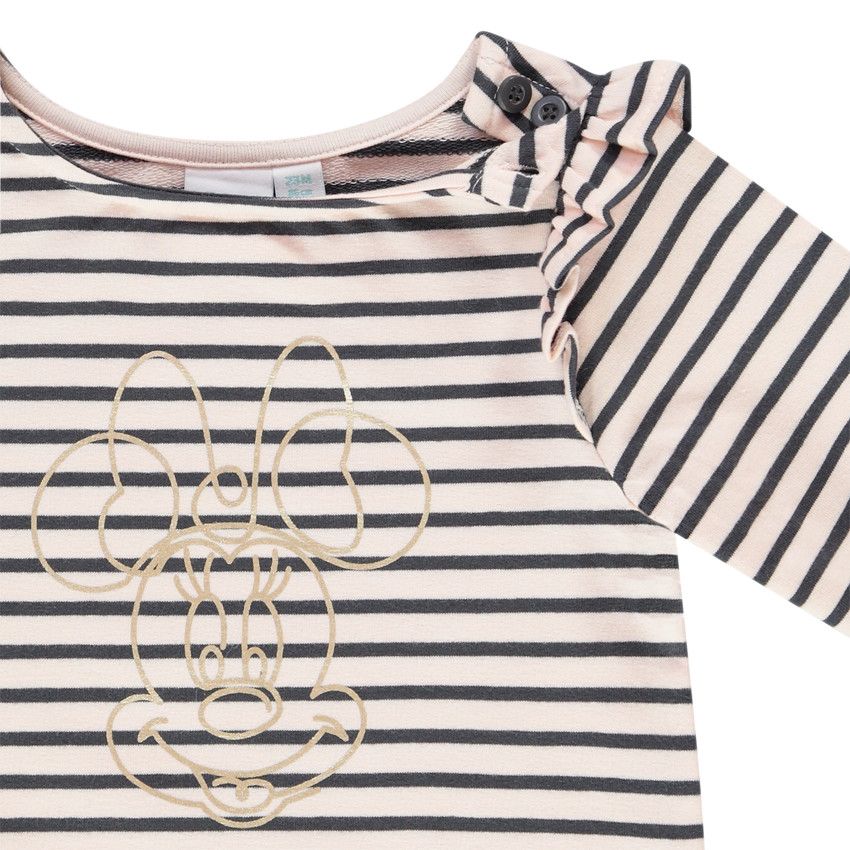 Sweat style marinière Minnie Disney pour bébé fille - Rose