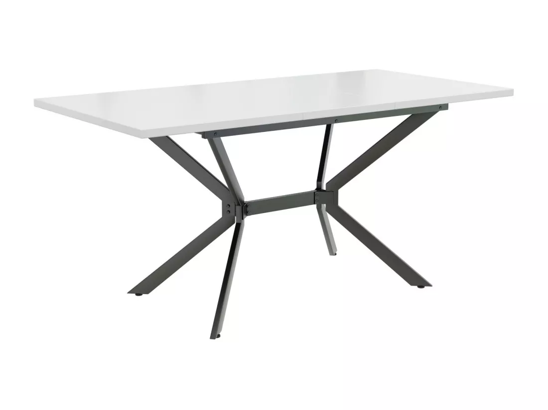 Tableau à manger extensible blanc 120/160cm, 4 à 6 personnes, en MDF et Métal, table rectangulaire