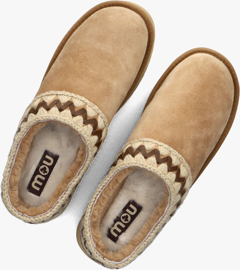beige mou pantoffels platform clog suede leather st
