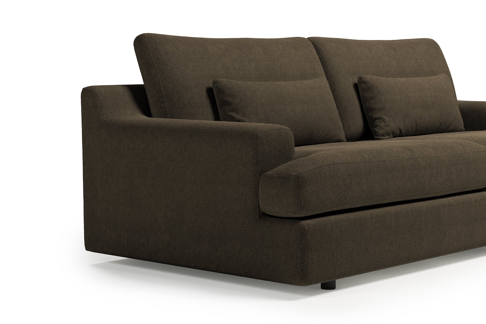 Roma 3-seter XL Tekstil Mito 176 Dark Brown med sorte ben