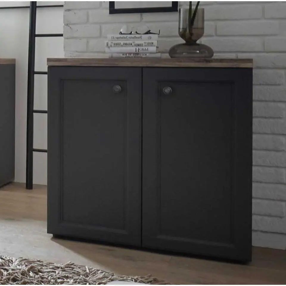 Bijzetkastje Norah 82cm met 2 deuren - grijs/bruin