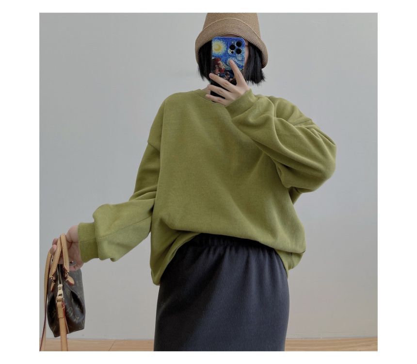 Aumoti - Sweatshirt met ronde hals en losse pasvorm