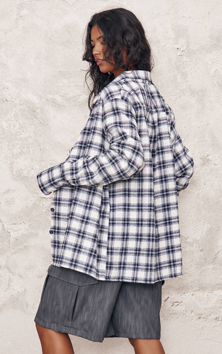 Blanc Chemise En Flanelle Oversize