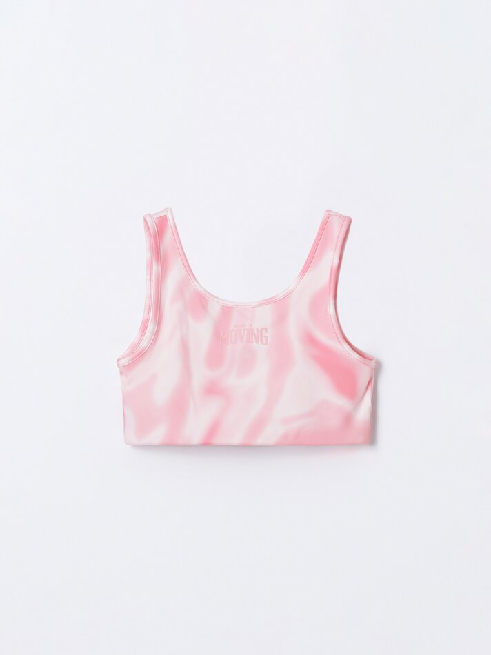 Top esportivo estampado - Coral