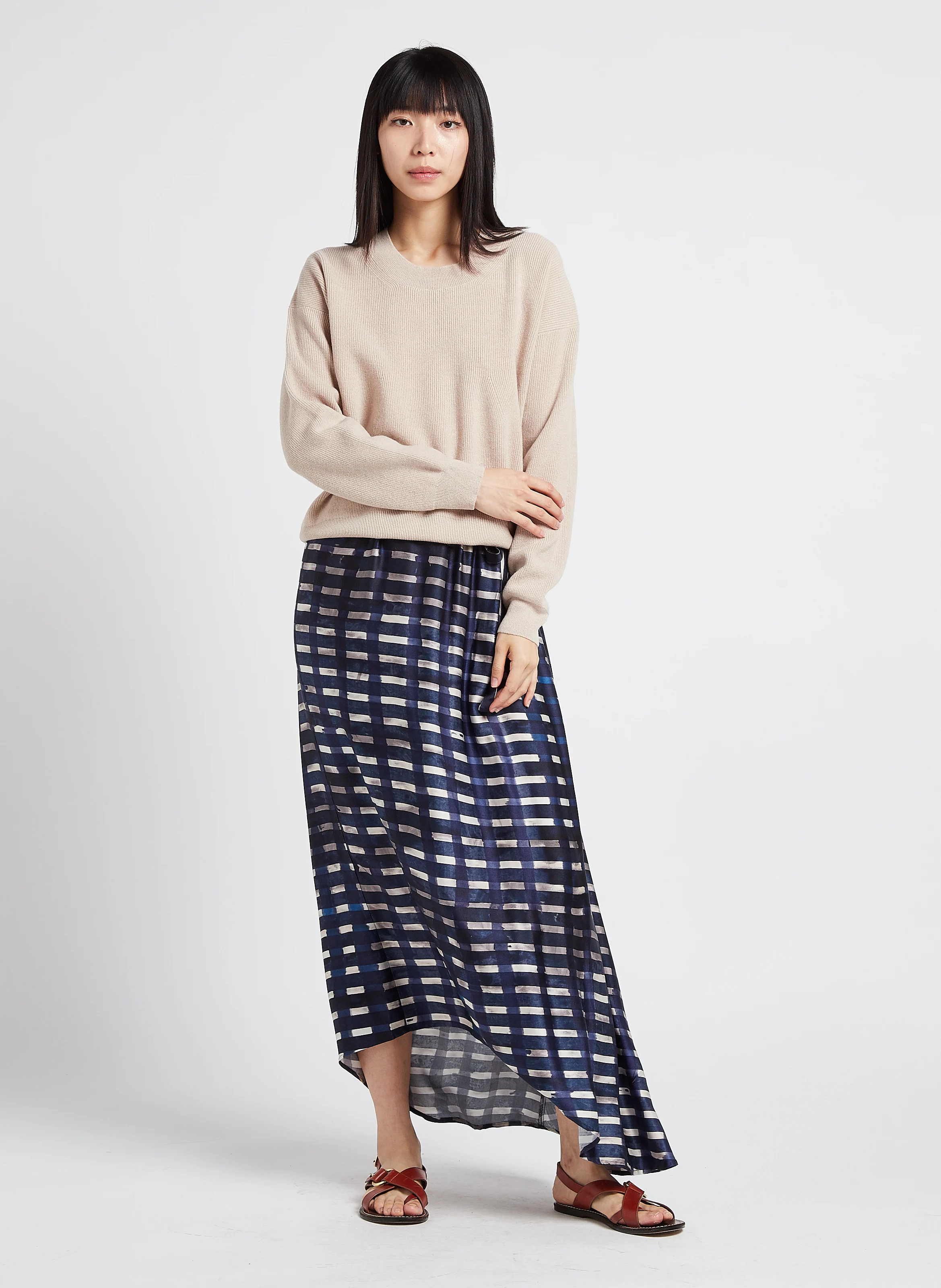 WELLES - Pull droit col rond en laine mérinos| Rose