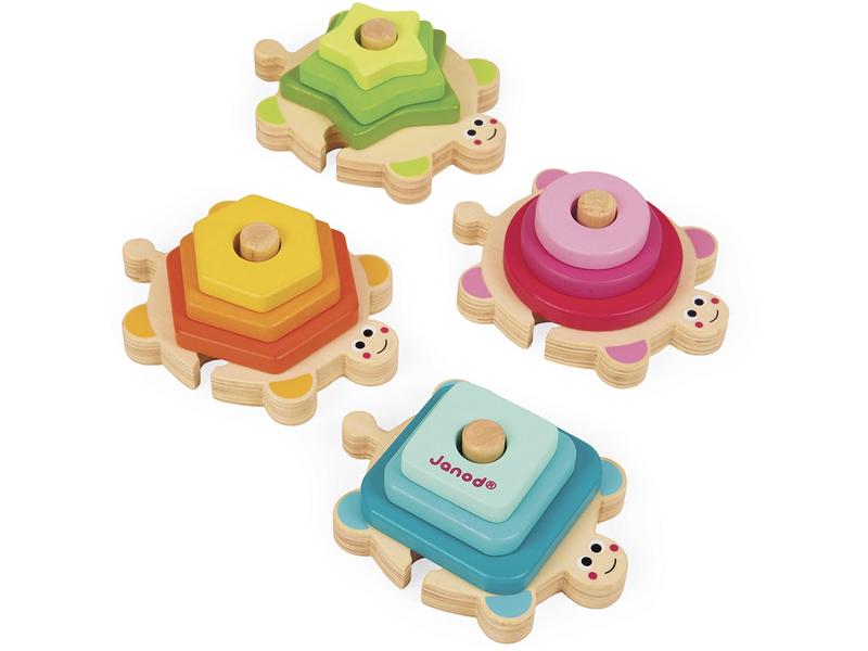 Janod Steckspiel Schildkröten Holz-Steckpuzzle Schildkröten