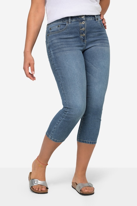 3/4-Jeans, 5-Pocket, Verschluss mit sichtbaren Knöpfen