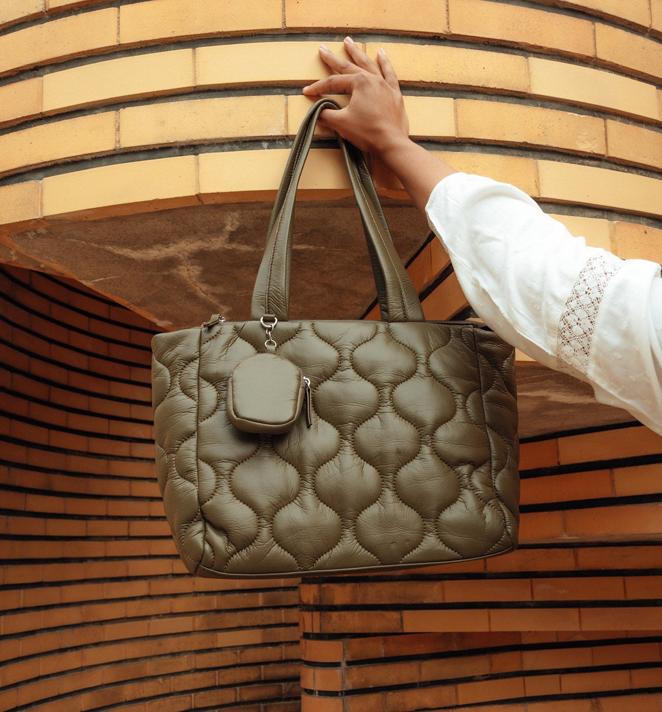 Sac matelassé en simili Femme - Kaki
