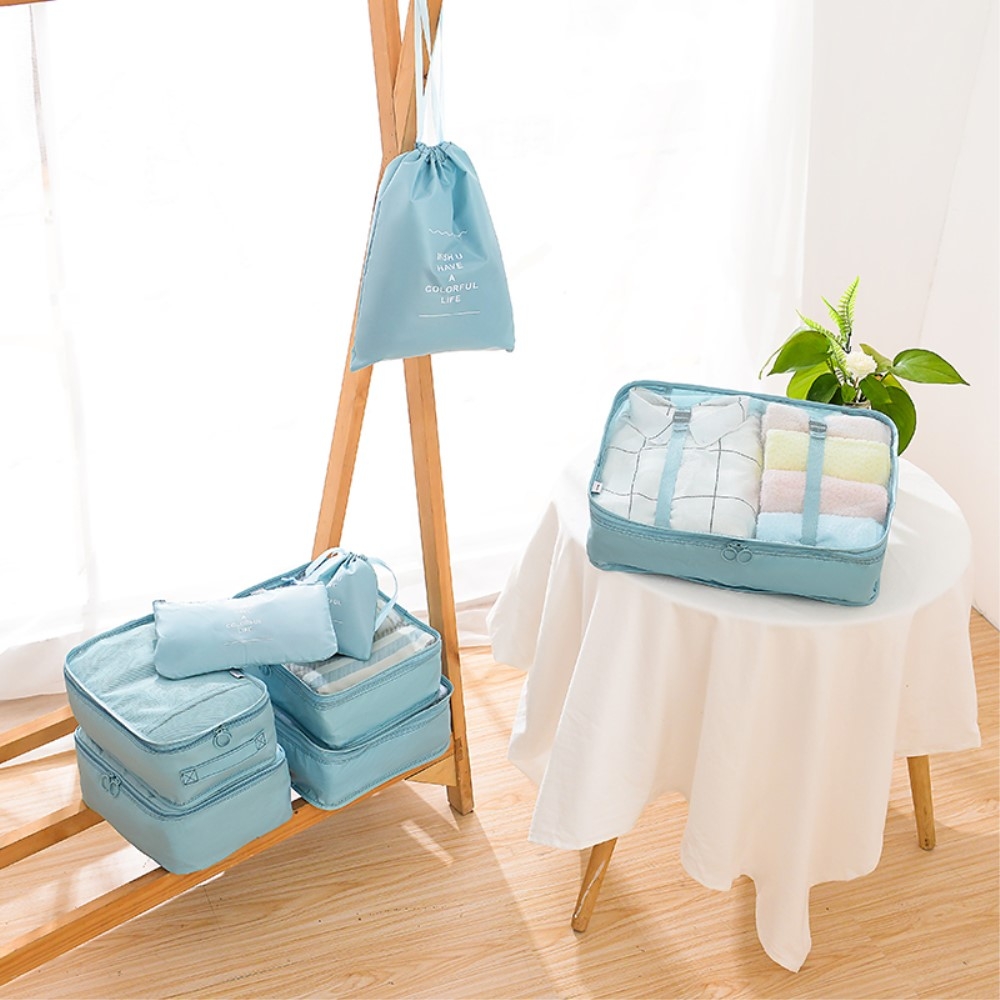 8in1 Spritzwasserfester Koffer Organizer Reise Gepäck Kompressions Kleidertaschen Set - Türkis