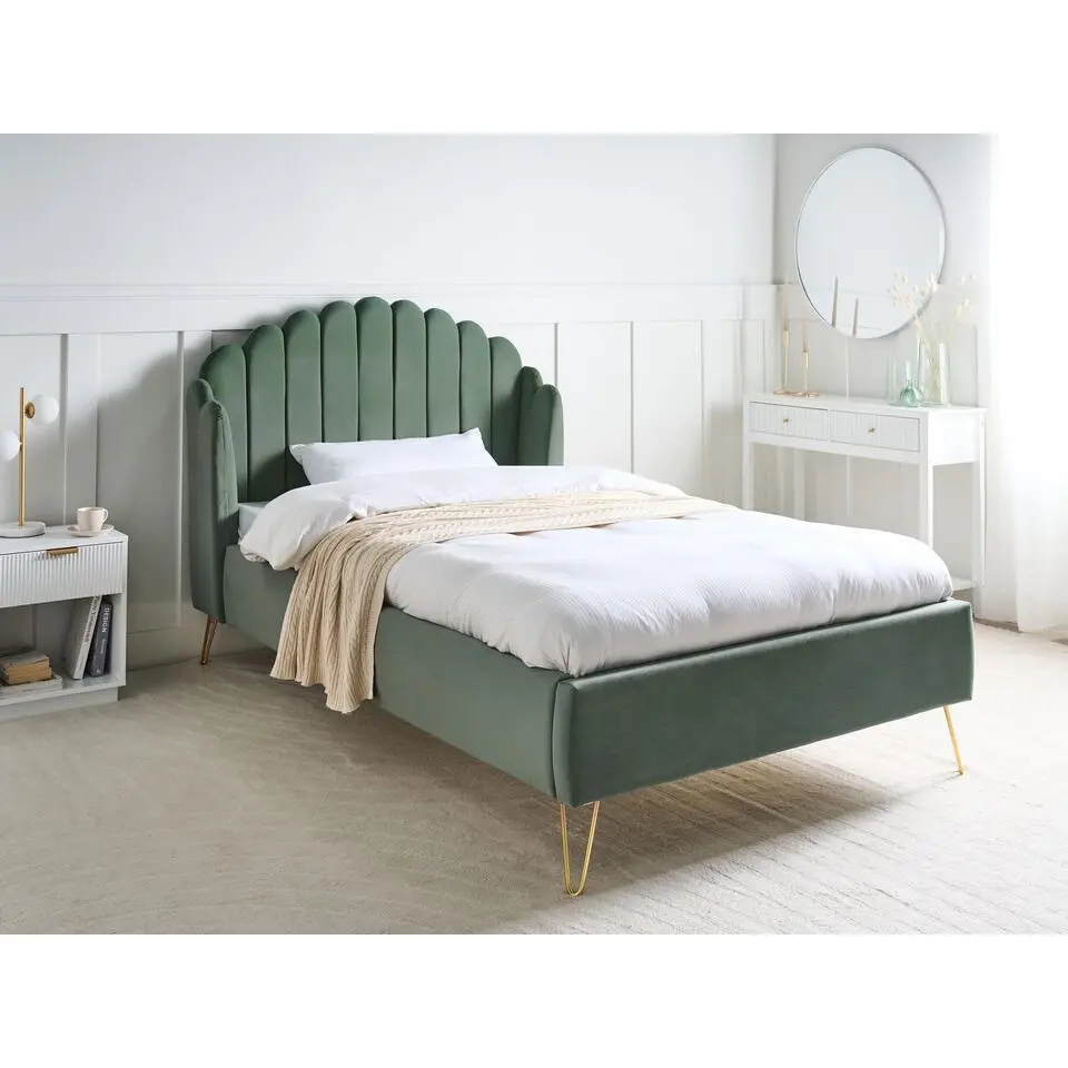 AMBILLOU - Tweepersoonsbed - Groen - 120 x 200 cm - Fluweel