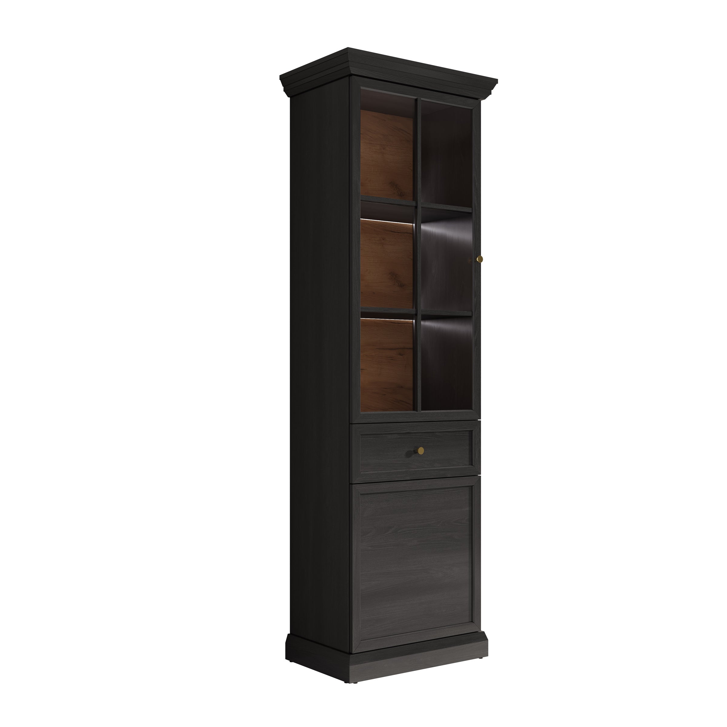 Leroy - Vitrinekast - Zwart - 63x41x199 cm