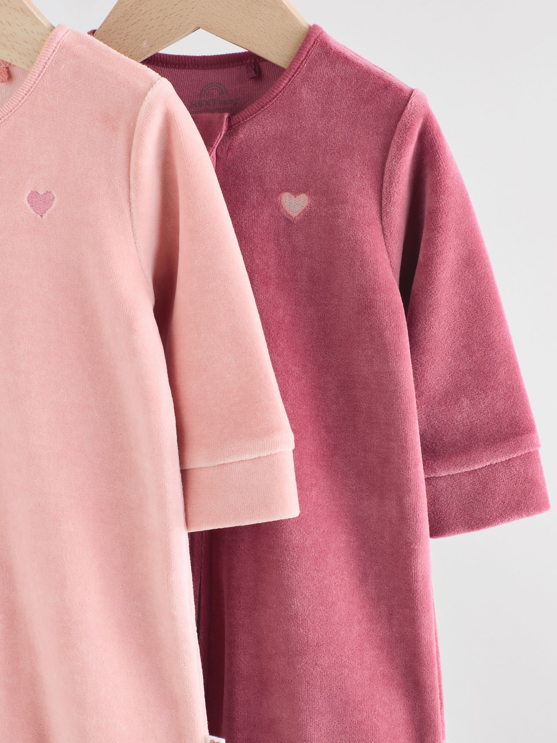 Roze - Velour Baby Sleepsuits 2 Pack (0mths-2yrs)