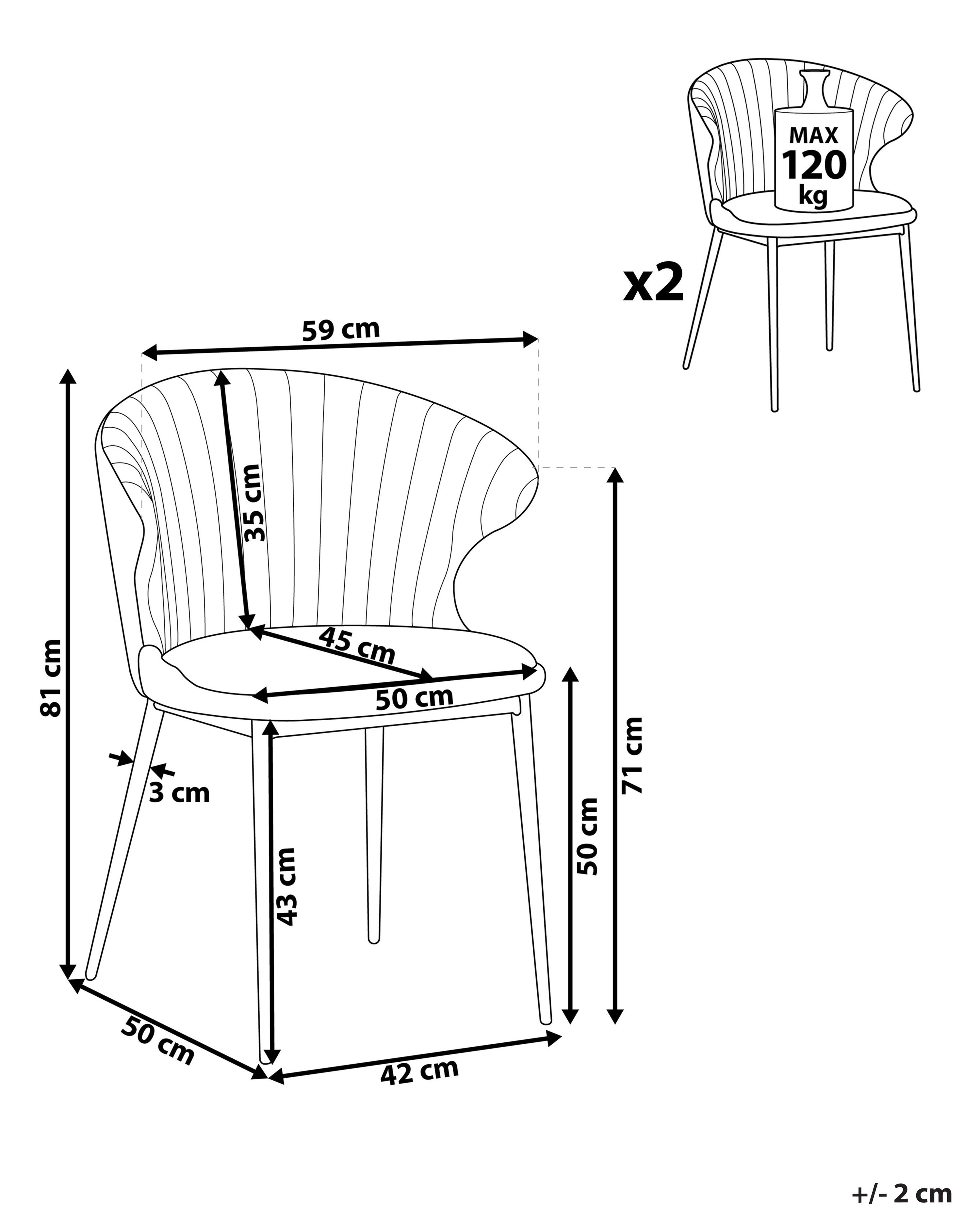 Set van 2 eetkamerstoelen AUGUSTA Fluweel Mosterdgeel