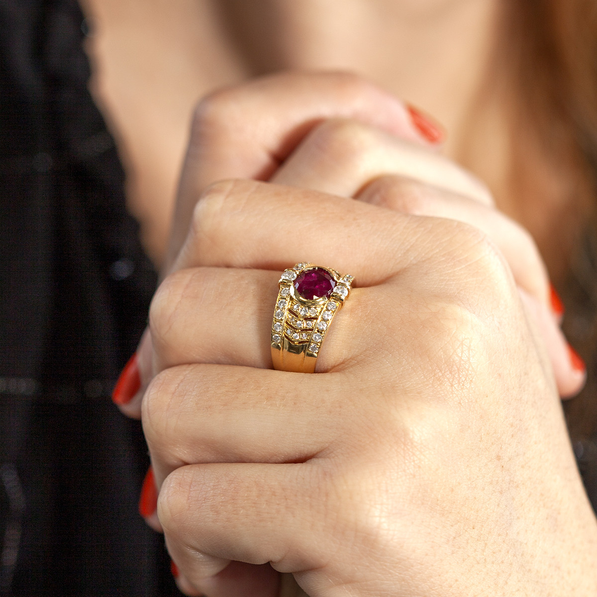 Bague d'occasion or 750 jaune diamants saphir