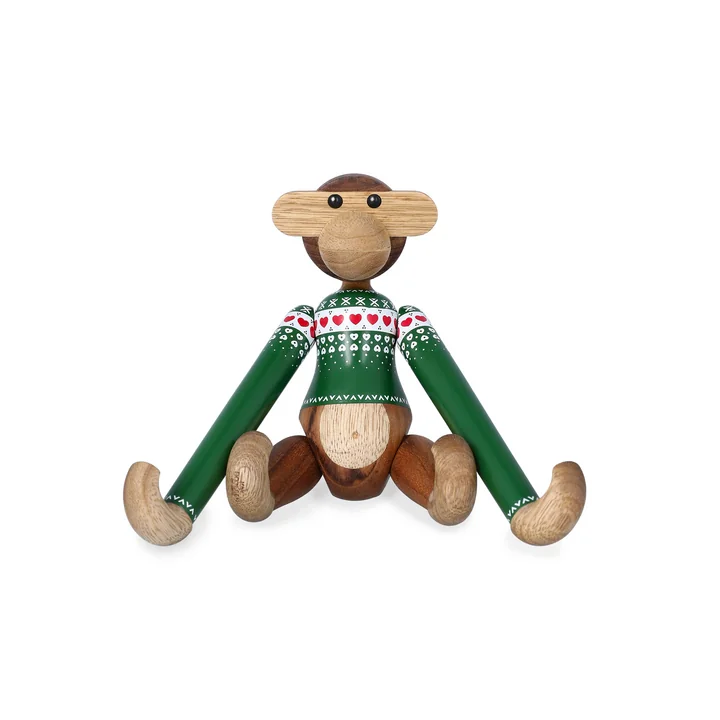Kay Bojesen - Holz-Affe, Christmas Jumper 2025, klein, Limbaholz / Teakholz/ grün