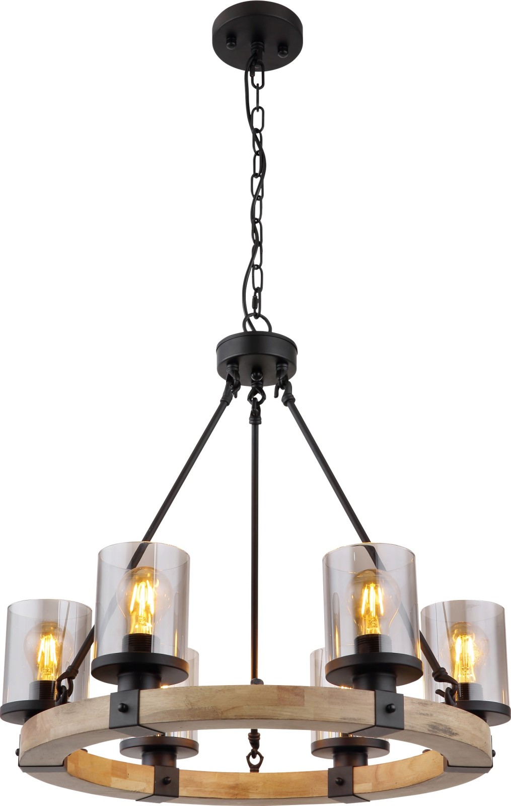 Pendelleuchte - schwarz matt-dunkelbraun - 59 cm