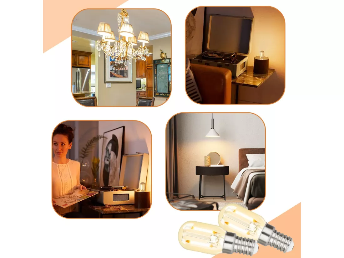 NETTLIFE Lot de 4 lampes LED E14 blanc chaud lampes vintage T22 rétro Edison 2 W 2700 K adaptées aux supports de lampe