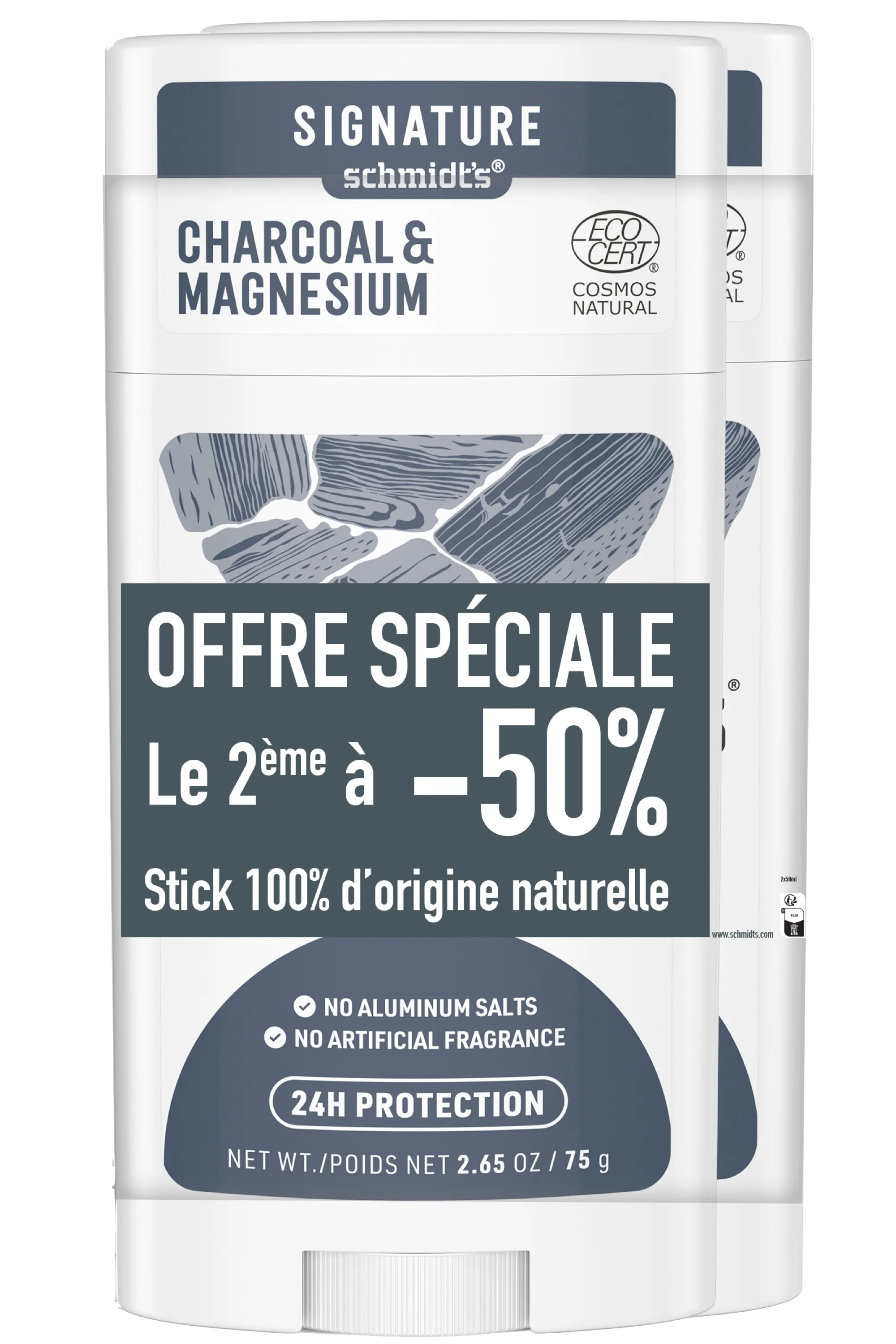 Schmidt’s Duo de déodorants stick Charbon & Magnésium-116 ml